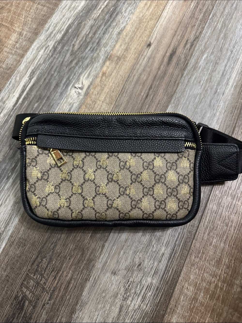 Repurposed GUCCI bee pattern bum bag